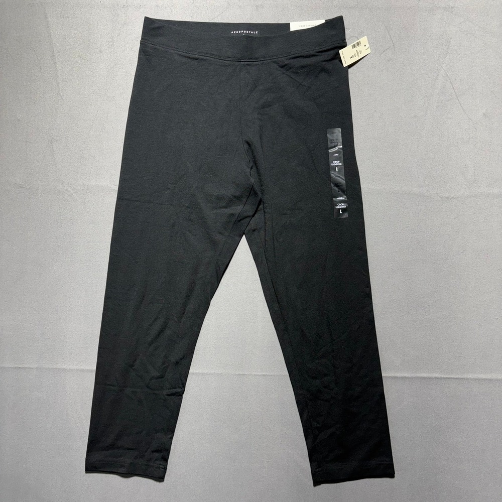 Aeropostale Womens Black Crop Leggings High Rise Stretch Pants 2520 L